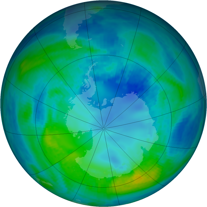 Antarctic ozone map for 24 April 1991